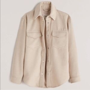 Abercrombie & Fitch Women's Long-Length Faux Wool Shirt Jacket